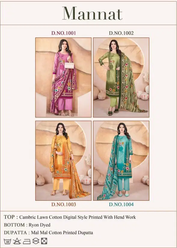 Mannat Cambric Lawn by Levisha Cotton Digital Printed Dress Material